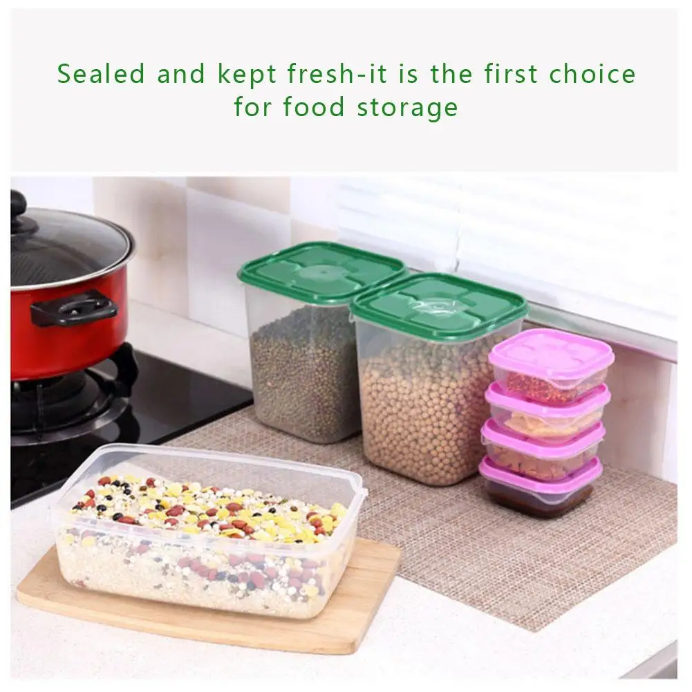 17 шт./компл. холодильник Пластик контейнер зеленый Еда Bento Box Микроволновая печь Коробки для обедов Печать Коробка для хранения Кухня хранения