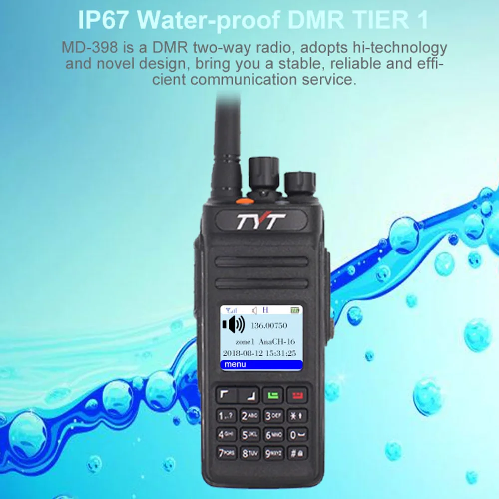 TYT двухстороннее радио MD-398 VHF136-174MHz или UHF400-470MHz Walkie Talkie IP67 Водонепроницаемый DMR цифровой радио MD398 10 Вт домофон