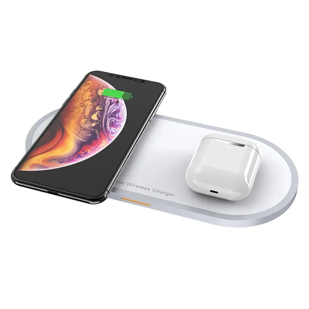 

2 in 1 Mobile Phone & Earphone Wireless Fast Charger Anti-slip Wireless Charging Adapter for iPhone AirPods Air Pods