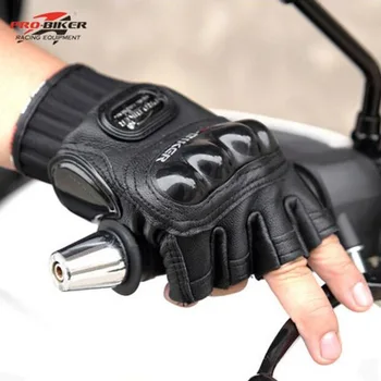 

2019 Summer New PRO-BIKER cross-country Motorcycle Gloves Half Finger Motorbike Glove made of sheepskin leather black color