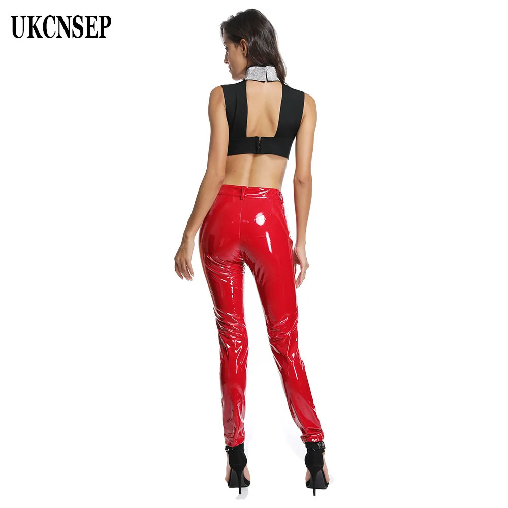 UKCNSEP женские брюки Pantalon Femme черные брюки полной длины сексуальные женские брюки высокого качества женские облегающие брюки из искусственной кожи