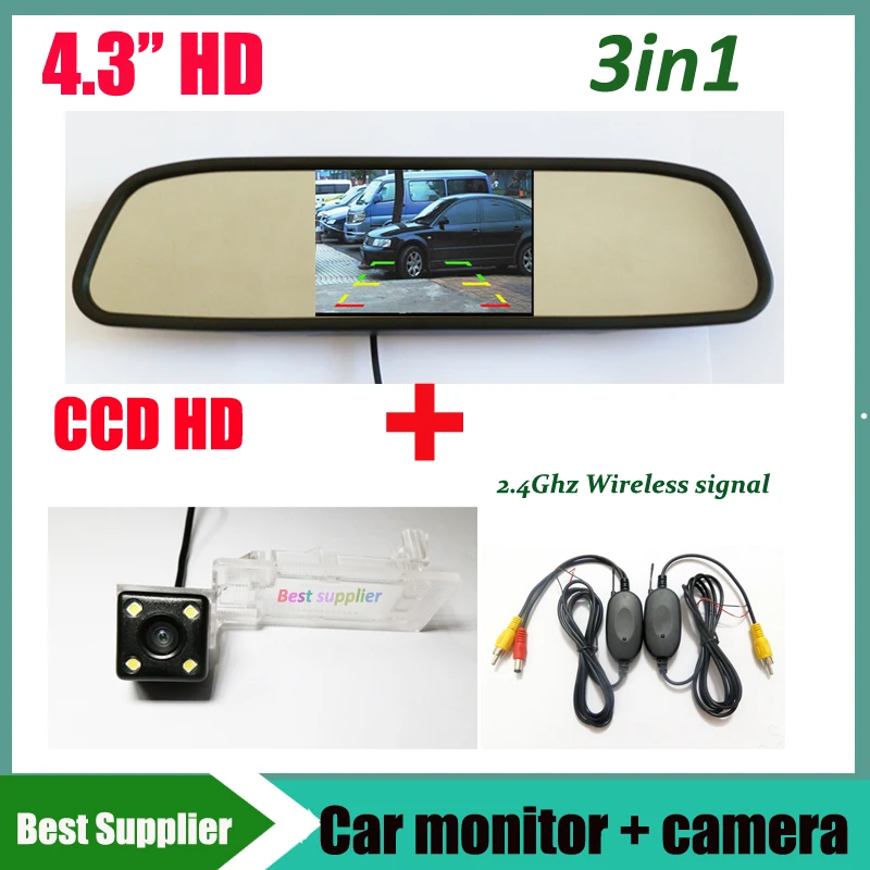 

HD Car monitor + 2.4G wireless Car Rear View backup Camera for VW Passat Sagitar Touran Multivan T5 Transporter Lavida Touareg