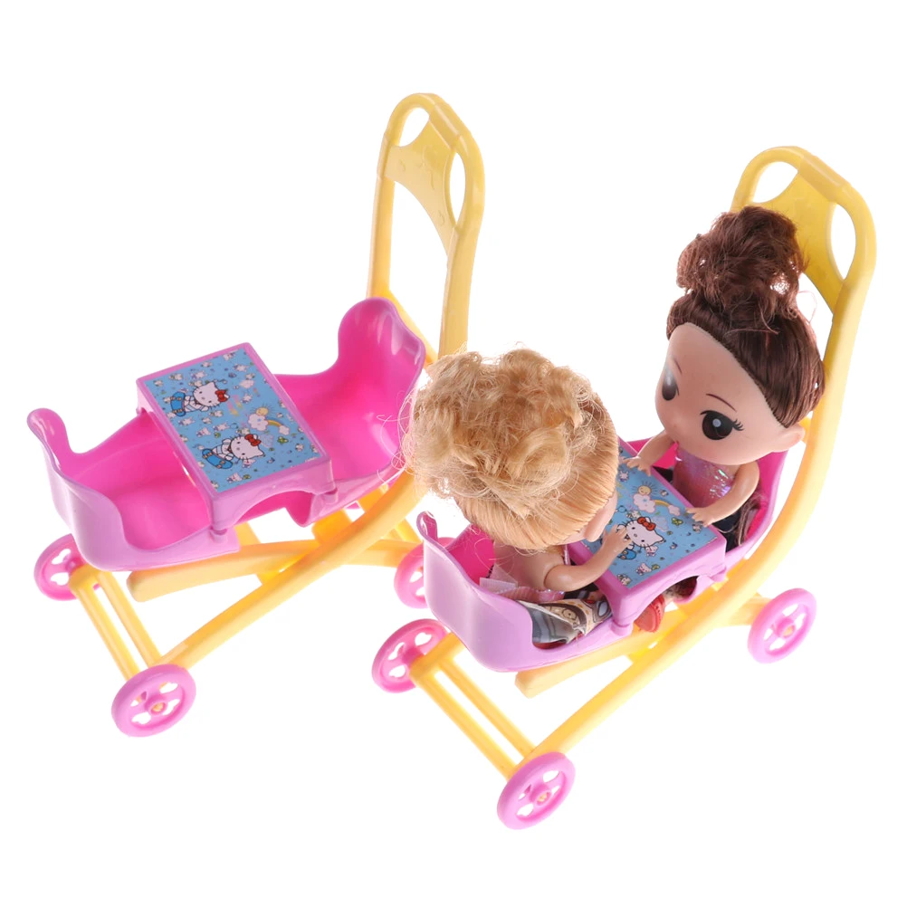 2pc fashion Kelly Doll + 1pc Trolley Nursery Toys stroller for Barbie