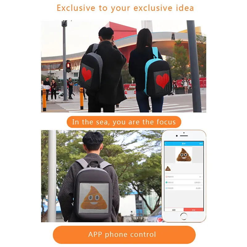 Модный водонепроницаемый WiFi умный светодиодный экран динамический рюкзак DIY легкий городской рюкзак для прогулок наружная реклама Mochila De LED