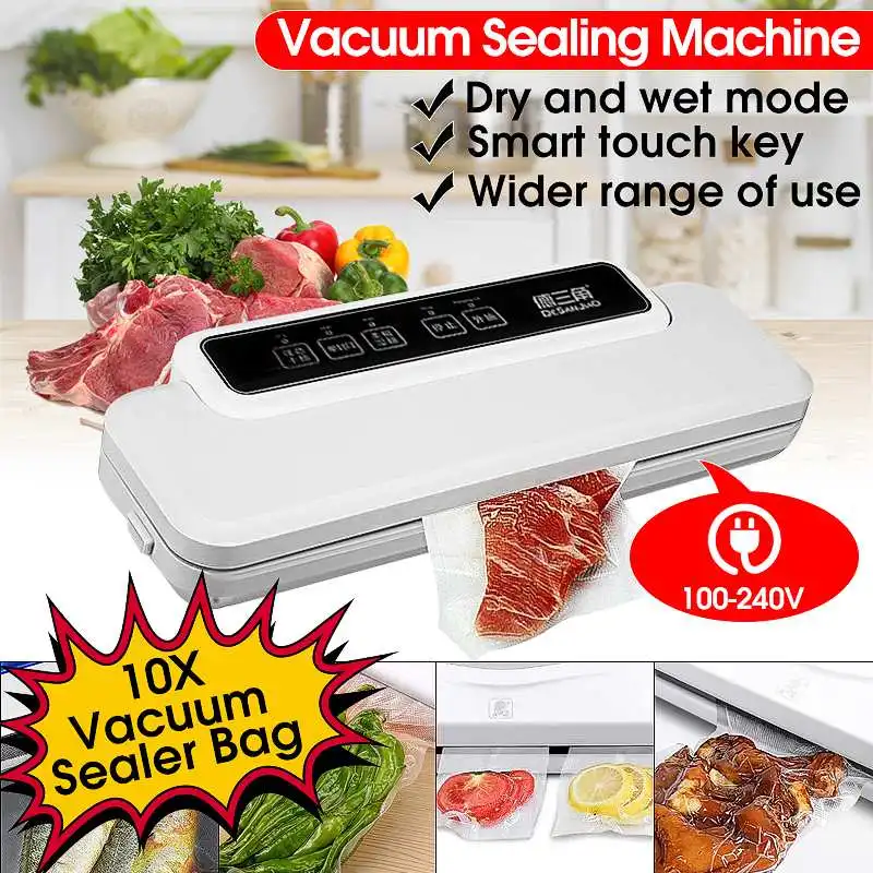 

AUGIENB 110V-240V Household Vacuum Food Sealer Electric Packaging Machine Film Vacuum Packer Sealing for Dry Wet Food