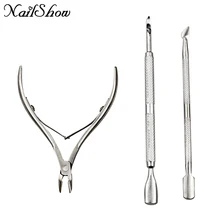 3pcs Pro Manicure Nail Art Set Tools Kits Set Stainless Steel Cuticle Remover Pusher Nippers Trimmer Pedicure Nail Care Tools addfaor finger toenails hook ingrown corrector lifter file cuticle pusher remover trimmer pedicure manicure nail art tools