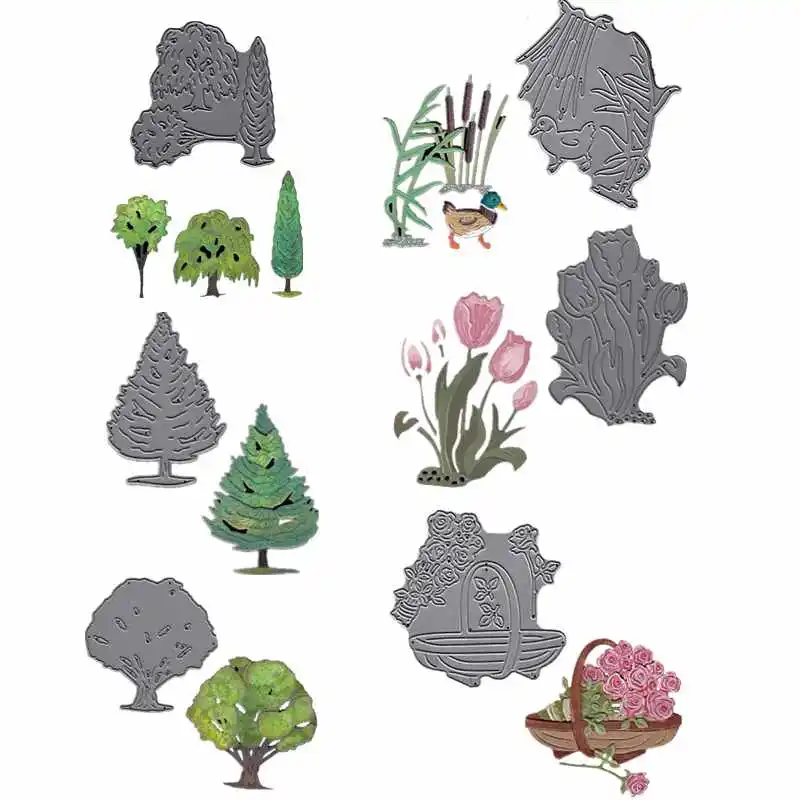 

Forest Trees Reed Flowers Metal Cutting Dies For DIY Scrapbooking Embossing Paper Cards Making Decorative Crafts New 2019 Diecut