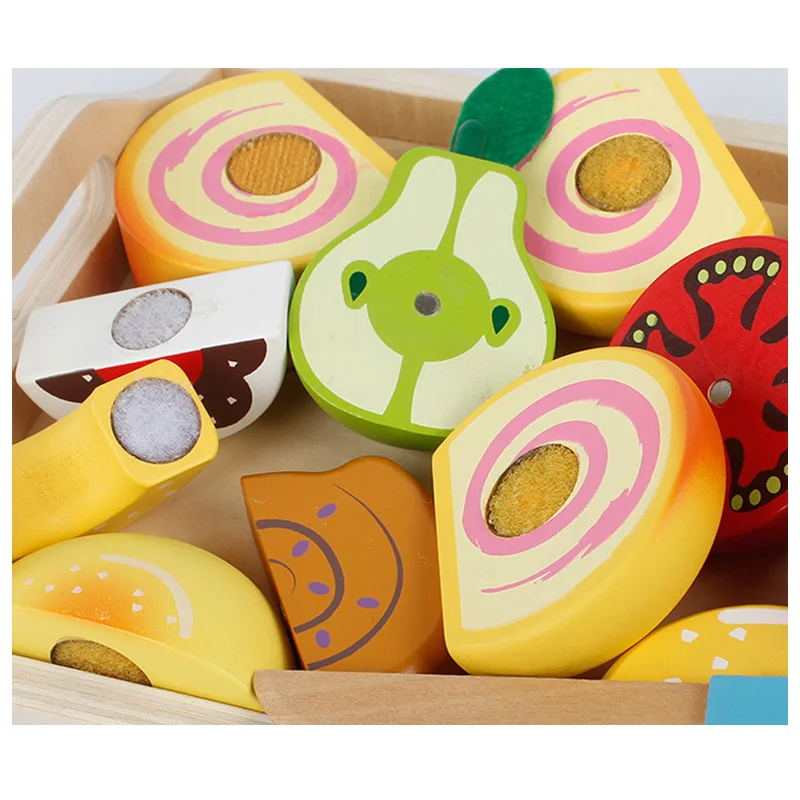 Montessori Toys Children Early Education Learning Wooden Toys kid 3D Kitchen Cutting Fruit Vegetables Board Real Life Toy