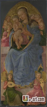 

Canvas Prints (Zanobi Machiavelli) The Virgin and Child Reproduction oil painting printed for church Religion-275 (16*36 inch)