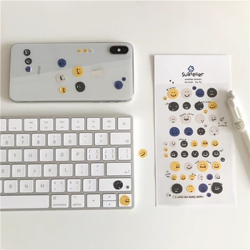 

SIXONE 1Pc Ins Creative Cute Mini Stickers Smiling Face Expression Pack Phone Stickers Handbook Material Decorative sticker