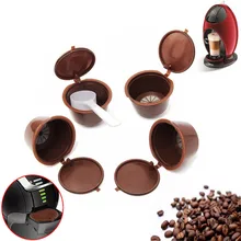 4 шт./компл. Кофе капсулы с 1 шт. Пластик ложка многоразового Кофе капсула 200 раз многоразовые совместимый для Nescafe Dolce Gusto