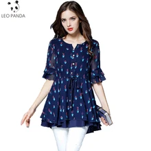 M-6XL летние модные топы с круглым вырезом, шифоновая рубашка с принтом размера плюс, свободная женская футболка с коротким рукавом, повседневные длинные футболки LCY620