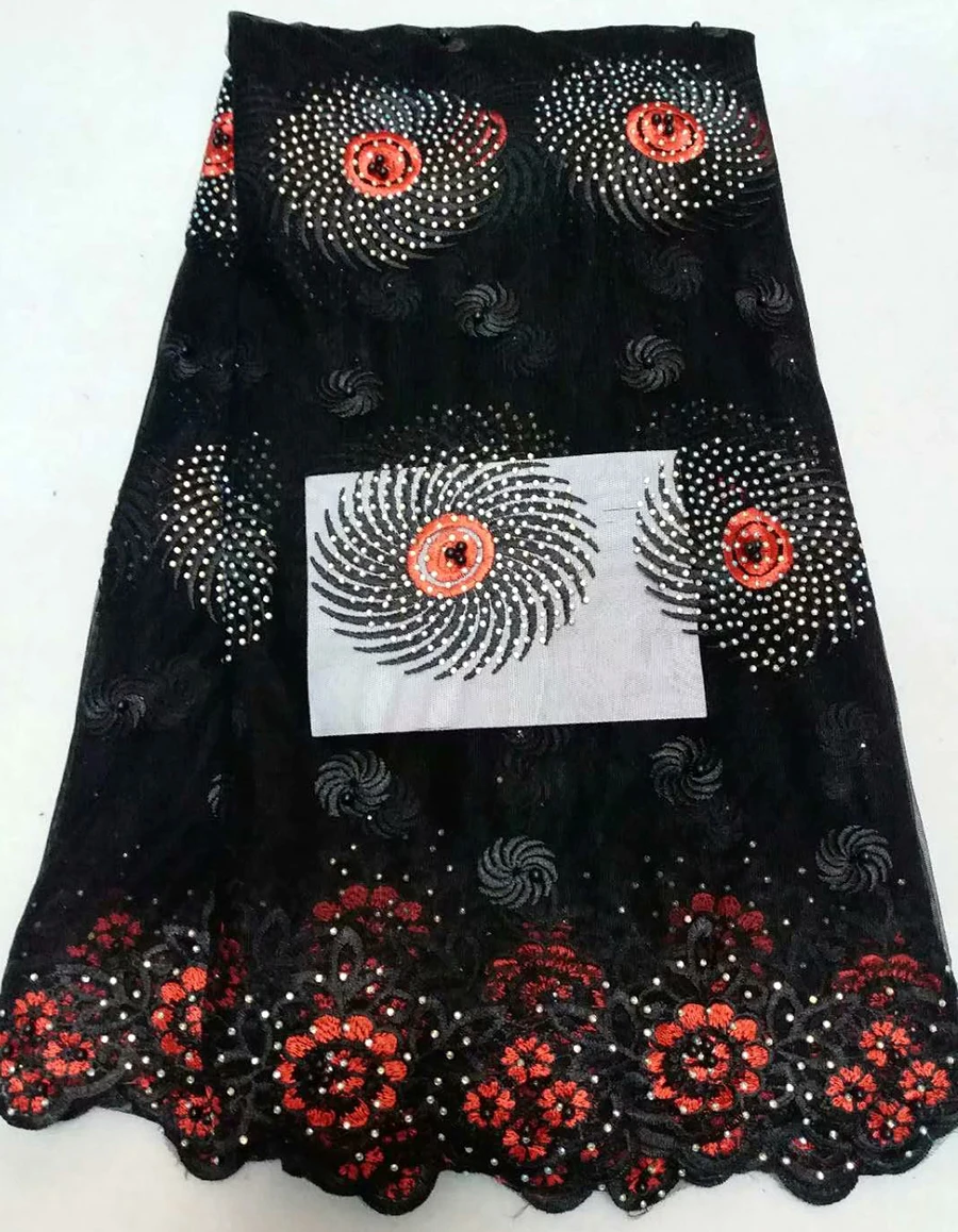 

black red New Design African Lace Fabrics High Quality French Lace Fabric For Party Dress Nigerian Beaded Lace Fabric