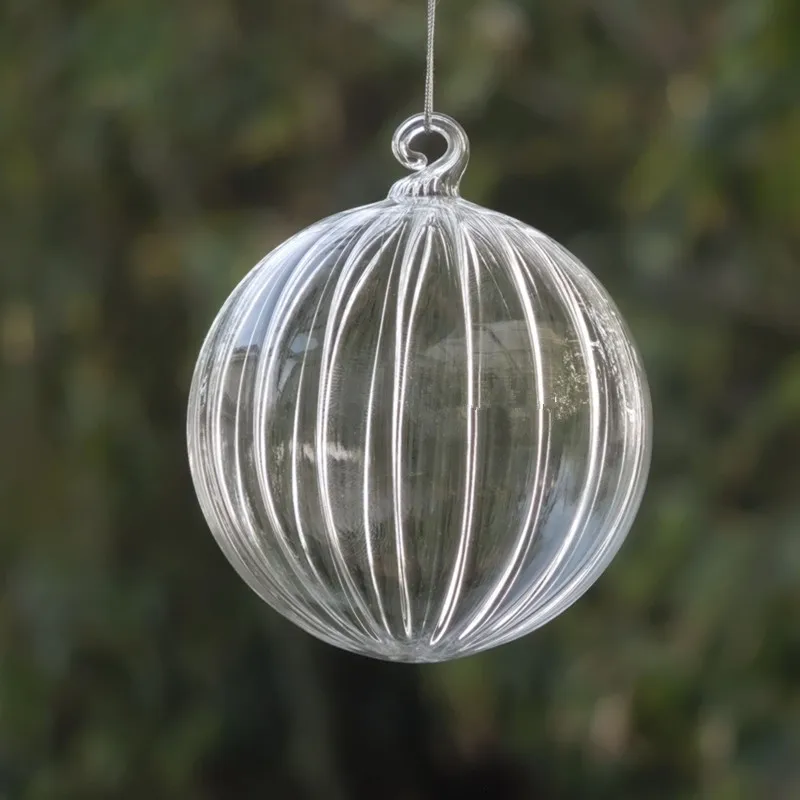 Украшение для рождественской елки среднего размера, полосатый стеклянный шар, рождественские подарки, декоративный стеклянный шар