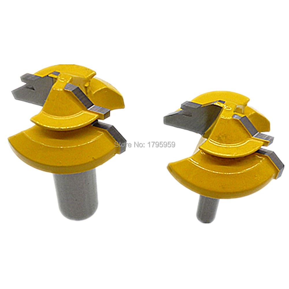1/4in & 1/2in Shank Lock Miter Router Bit 45 Degree Two Flute Carbide Cutter Tenon Cut