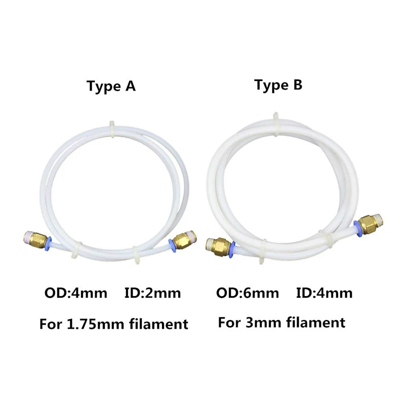 1 м тефлоновые соединители труб из ПТФЭ, детали для 3D принтеров, j-головка Hotend для V5 V6 1,75 мм 3,0 мм, Длинные нити для 3D принтеров