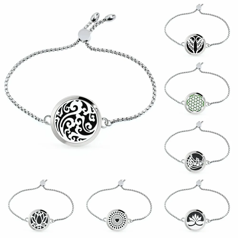 

Clouds angel wings Essential Oil Diffuser Locket 10pads Perfume Bracelet Adjustable Stainless Steel 30mm locket Aroma Bracelet