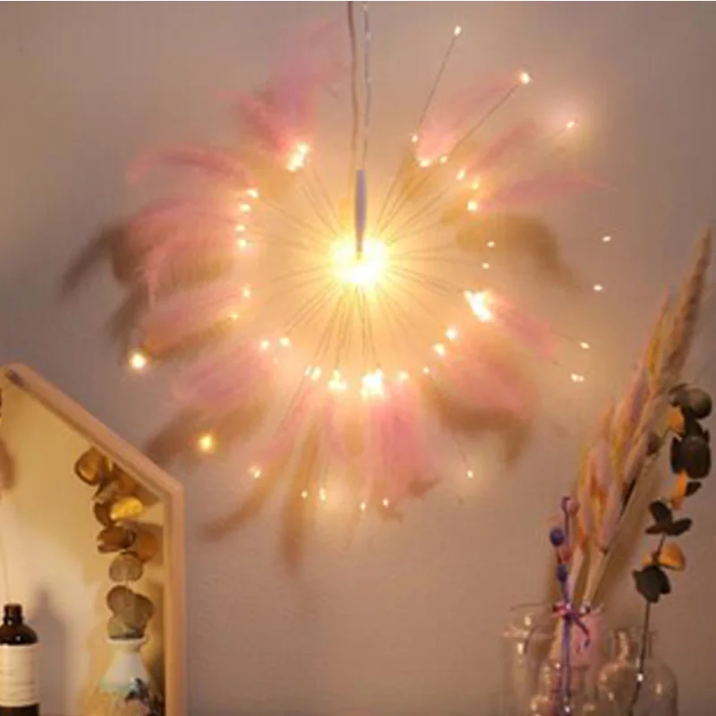 DIY Outdoor Christmas LED String Lights feather Firework Decorative Fairy Lights for Garland Patio Wedding Remote USB 8 modes (10)