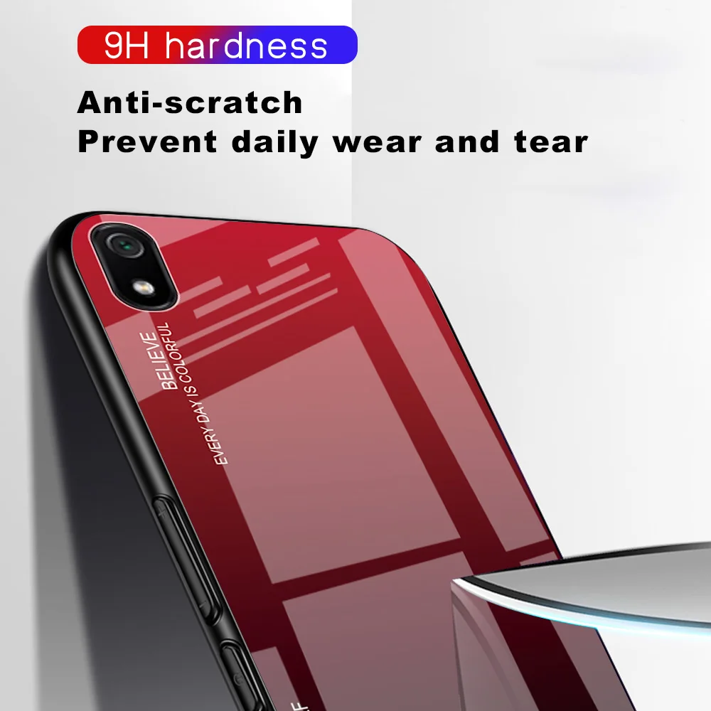 

Tempered Glass Cover Shell For Xiaomi Redmi 7A 7 A Gradient Glass Case For Redmi Red mi 7A Glossy Luxury Business Phone Cover