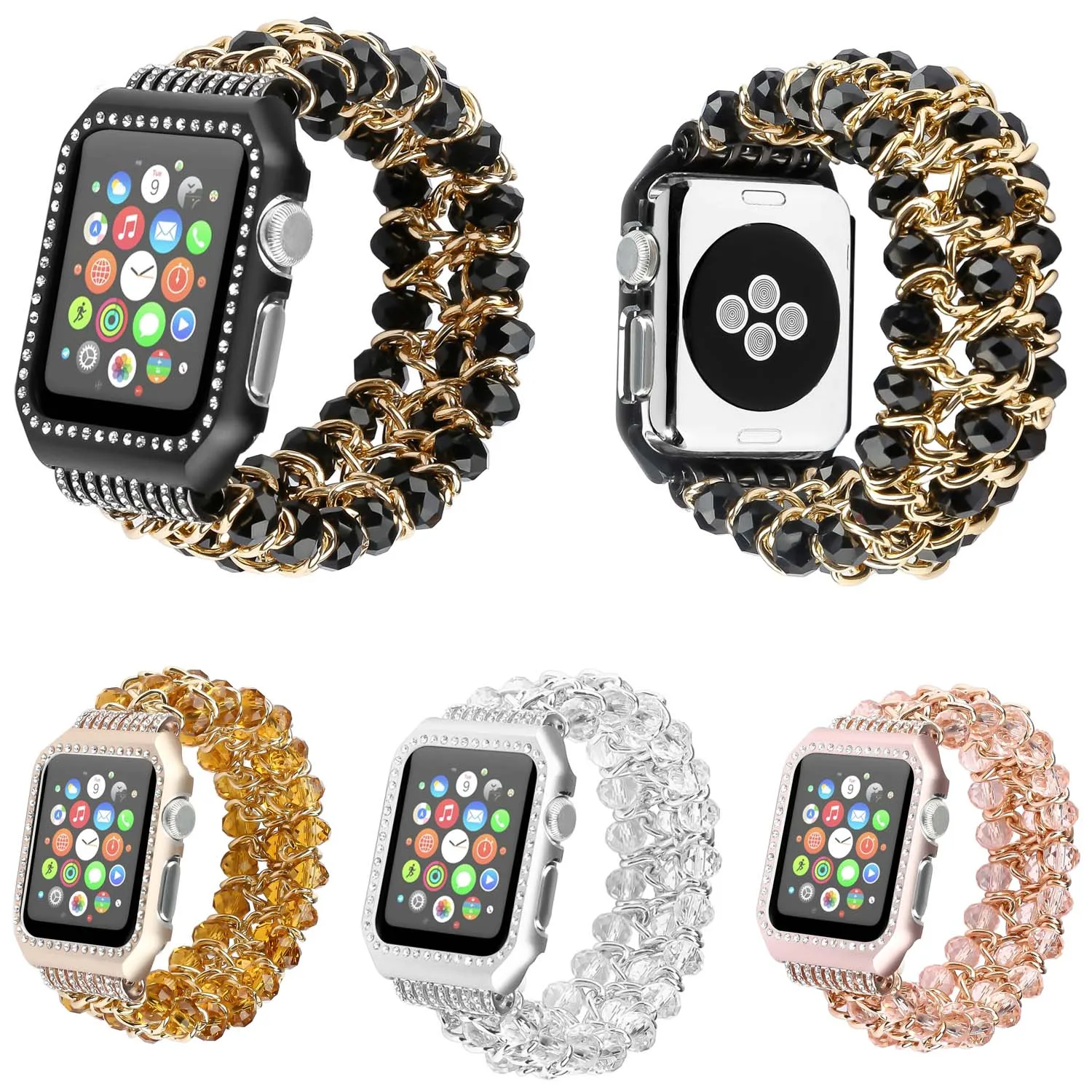 

Fashion Crystal Bracelet Chain Band for Apple Watch Strap Series 3 2 1 38/42mm Jewelry Belt Glitter Protective Cover for iWatch