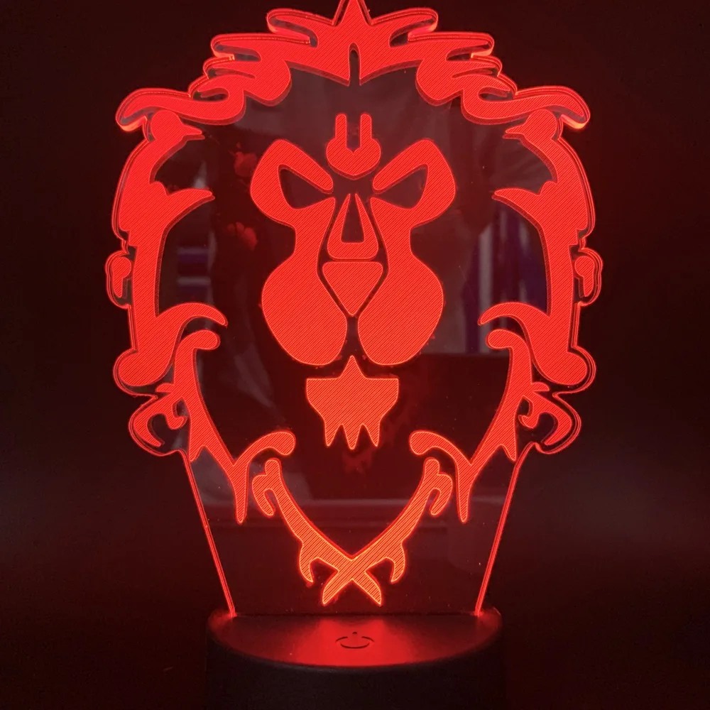 World of Warcraft 3D LED Lamp The Alliance Tribal Signs Visual Night Light Remote or Touch Control Atmosphere Light for Gifts