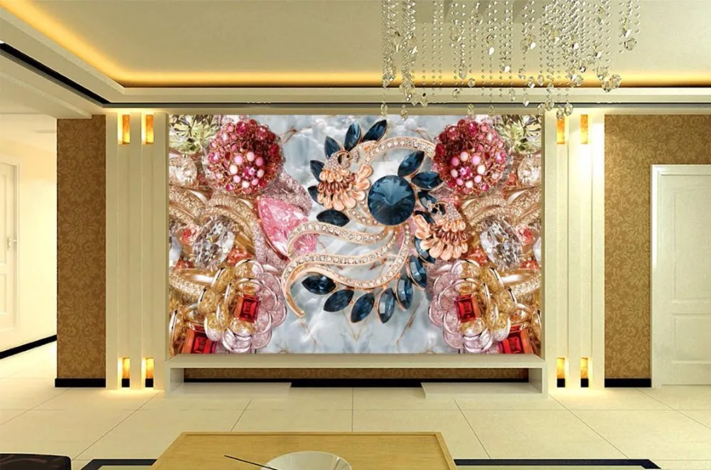 

Home improvement Custom Luxury European court Golden jewelry flowers 3D Wallpaper TV Background Mural Wallpaper