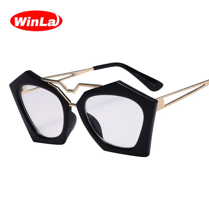 

Winla New Fashion Women Sunglasses Clear Lens Retro Designer Glasses Frame for Female Shades Accessories Oculos De Sol WL2495