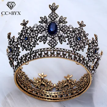 

CC wedding jewelry big crown tiara hairbands baroque style engagement hair accessories for bridal cubic zircon vintage cz XY317