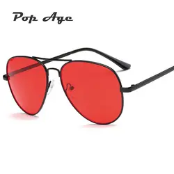 Pop возраст 2018 Новый Карамельный цвет пилотные очки Для женщин Для мужчин бренд разработан из металла Пилот солнцезащитные очки роскошь