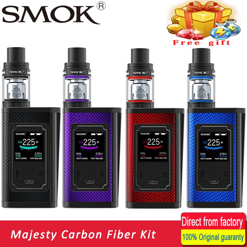 100 Original Smok Electronic Cigarette SMOK Majesty Carbon Fiber Kit Vape Box Mod 225W