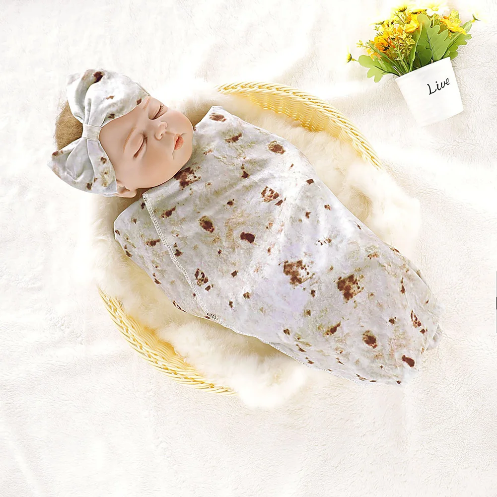 Малыш новорожденный младенец ребенок мексиканский буррито хлопок Мягкий пеленать одеяло обернуть полотенце, постельное белье аксессуары с повязкой на голову 2 шт