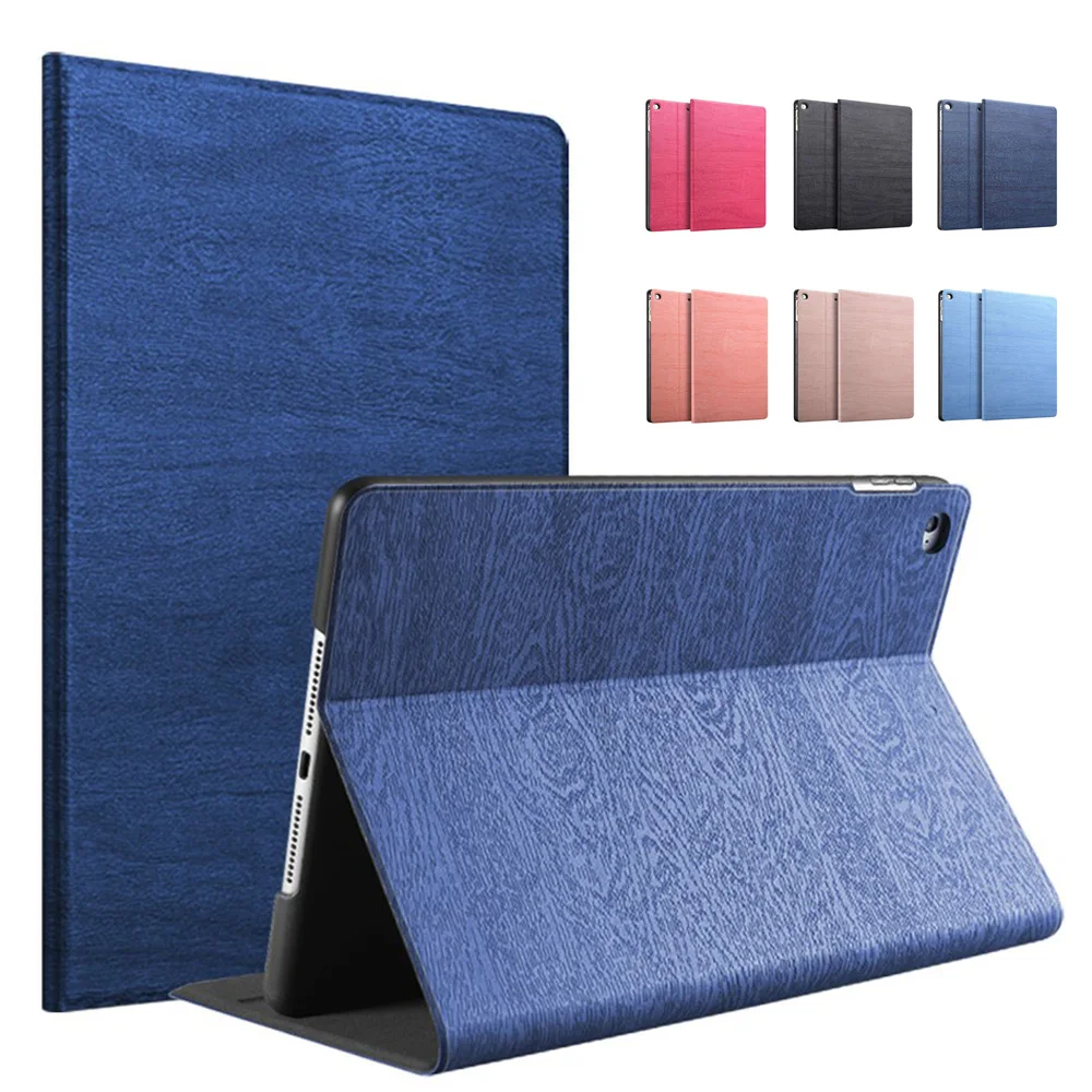 

Luxury Wood Grain Ultra Slim Stand Flip PU Leather Tablet Smart Case Cover Auto Sleep/Wake Up For iPad air 1/2 iPad 2018/2017