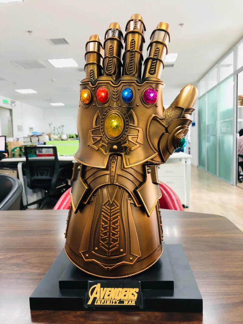 HCMY Thanos Infinity Gauntlet полный металл 1:1 носимые перчатки для косплея статуя W/подставка База Светодиодный