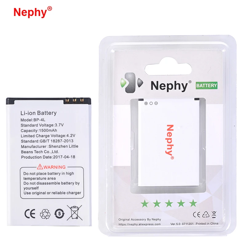 

New Original Nephy Brand BP-4L Battery For Nokia E61i E63 E90 E95 E71 6650 6760 N97 N810 E72 E52 BP4L BP 4L Phone Recharge