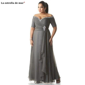 

Brides mother dresses for weddings2021 new chiffon crystal neck A line gray mother of the bride dresses long plus size dinner