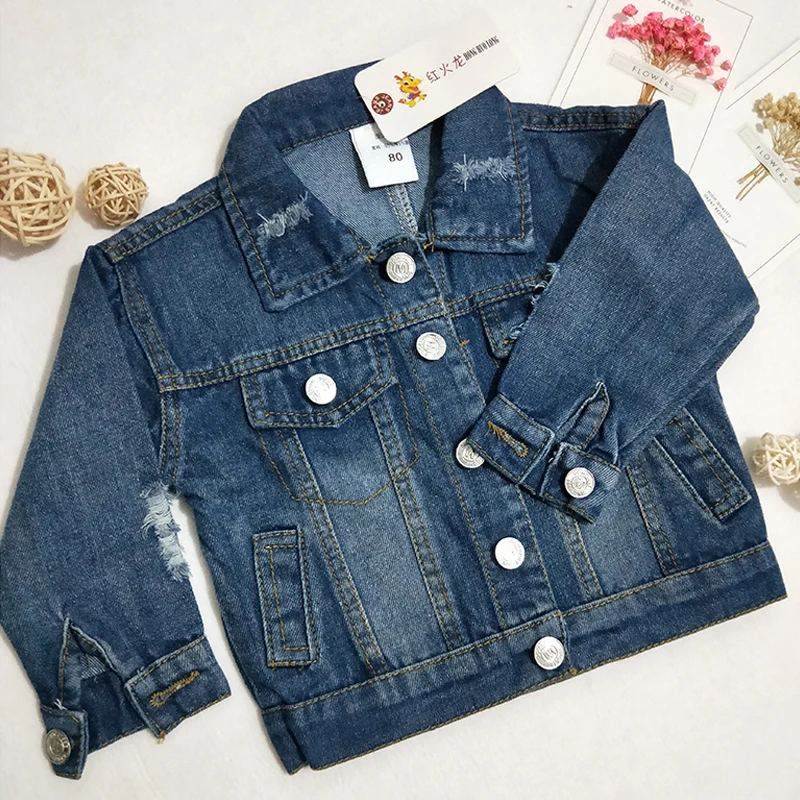 

Kids Jacket Baby Boys Girls Outerwear Coat Girls Hole Denim Jackets Coats Fashion Spring Children Outwear Coat Kids Denim Jacket