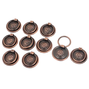 

Cupboard Cabinet Drawer 30mm Dia Vintage Ring Pull Knob Handle 10 Pcs