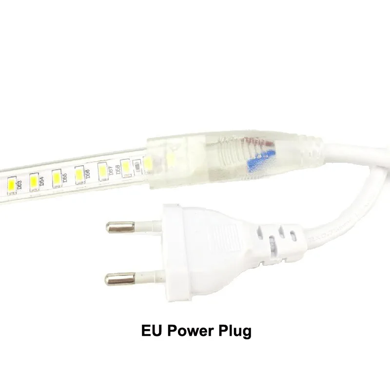 220 вольт Тира Светодиодные ленты трубки SMD5730 120L/м 14 мм Ширина Рубан ленты европейский стандартный кабель питания теплый белый холодный белый свет Цвет