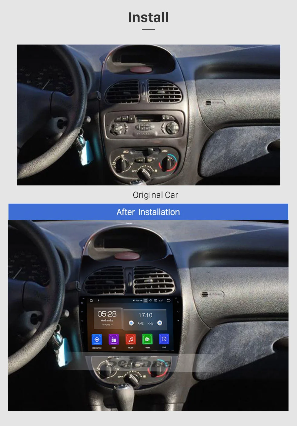Flash Deal Seicane Android 9.0 9 inch Car Autostereo for 2000-2016 PEUGEOT 206 Head unit GPS Navi Radio SWC Bluetooth FM Mirror Link Wifi 1