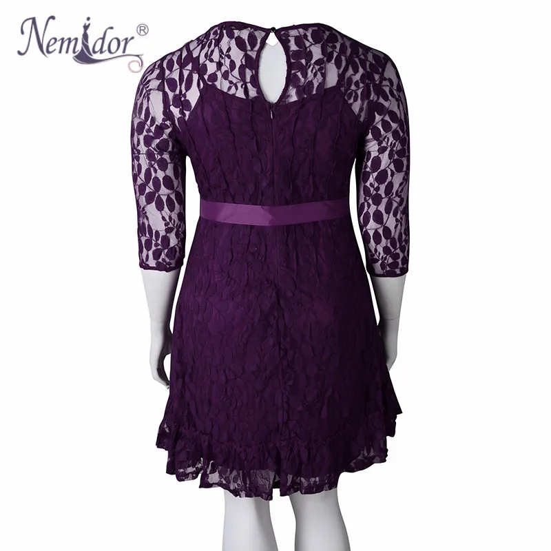 Nemidor женское винтажное кружевное платье трапециевидной формы с вышивкой и рукавом 3/4 с О-образным вырезом размера плюс 8XL 9XL вечерние платья миди с поясом