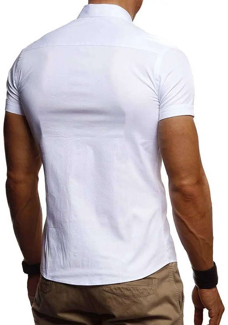 Новый 2019 для мужчин's натуральный хлопок рубашка Slim Fit мода короткий рукав повседневные рубашки для работы мужчин рубашки для мальчиков