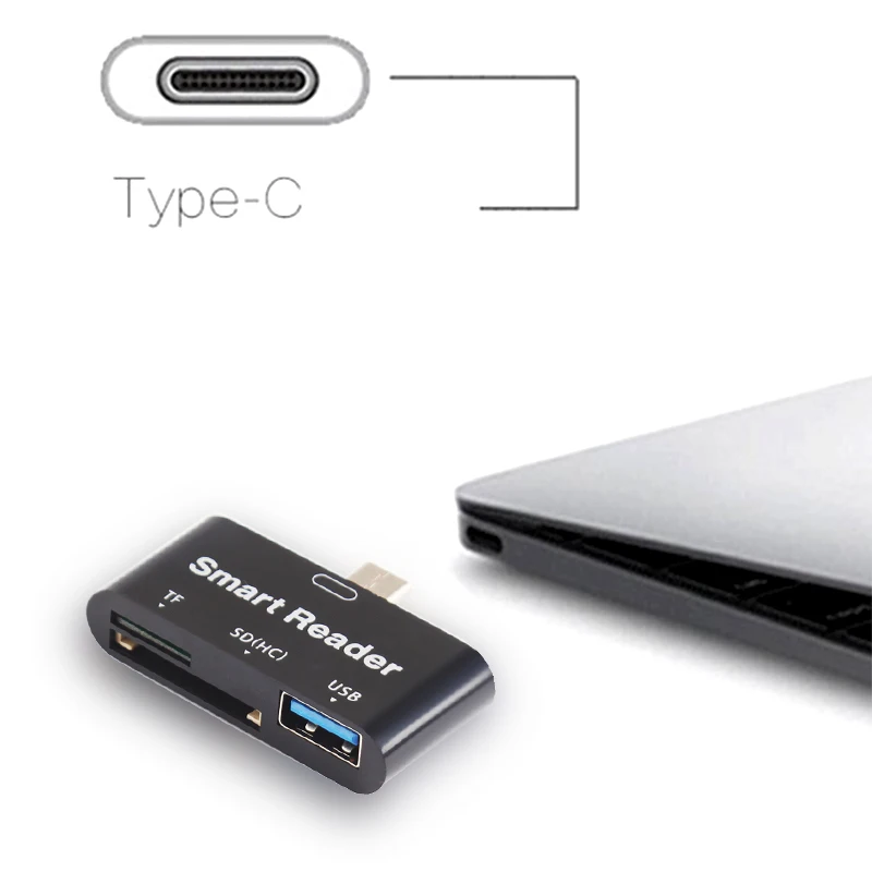 Высокое качество Mini 3 в 1 type-C USB 3,0 OTG SD/TF удлинитель карты смарт-кардридер адаптер Высокая скорость Тип C устройство чтения карт памяти