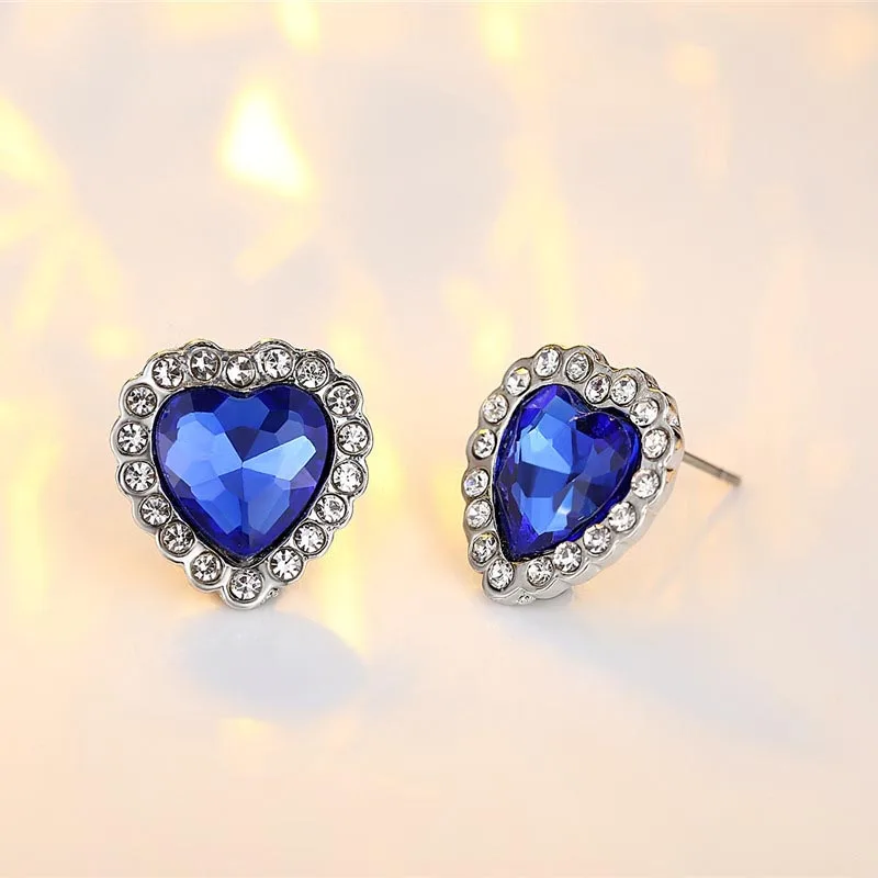 Ожерелье и серьги в форме большого сердца с кристаллами, набор из серебряного медного материала, вечерние Ювелирные наборы для женщин