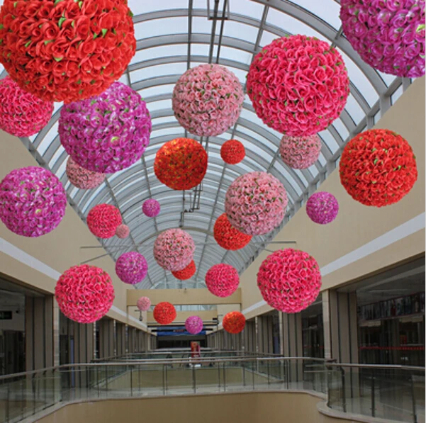 

30cm 8 Colors Artificial Silk Decorative Rose Flowers Kissing Ball For Wedding Baby Shower Valentine's Day Party Decoration