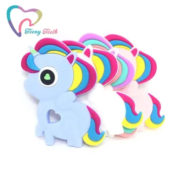 

Teeny Teeth 50 PCS Silicone Animal Unicorn Teethers Baby Pendant Necklace Accessory BPA Free Chewable Toddler Nursing Toys