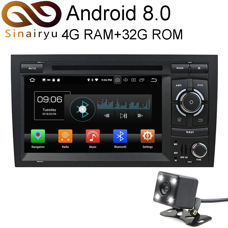 

Sinairyu 4GB RAM Octa Core Android 8.0 Radio Car GPS DVD Player For Audi A4 B6 A4 B7 S4 B7 S4 B6 RS4 RS4 B7 SEAT Exeo 2008-2012