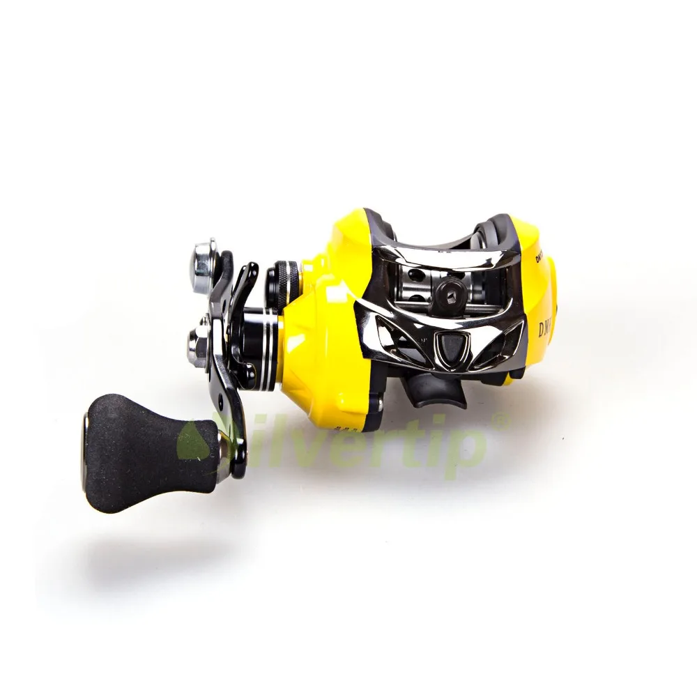 

Free Shipping New 13+1 BB 7.0:1 Baitcasting Fishing Reel Bait Casting Magnetic Yellow Reels Single Power Balance Handle DMK