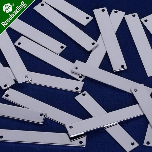 nickel 1 5/" x1/4"(40x6 мм) Латунная прямоугольная штамповка брусковая заготовка с 2 отверстиями, ожерелье-заготовки, именное покрытие, DIY ювелирные изделия, продается 10 шт./партия - Цвет: nickel