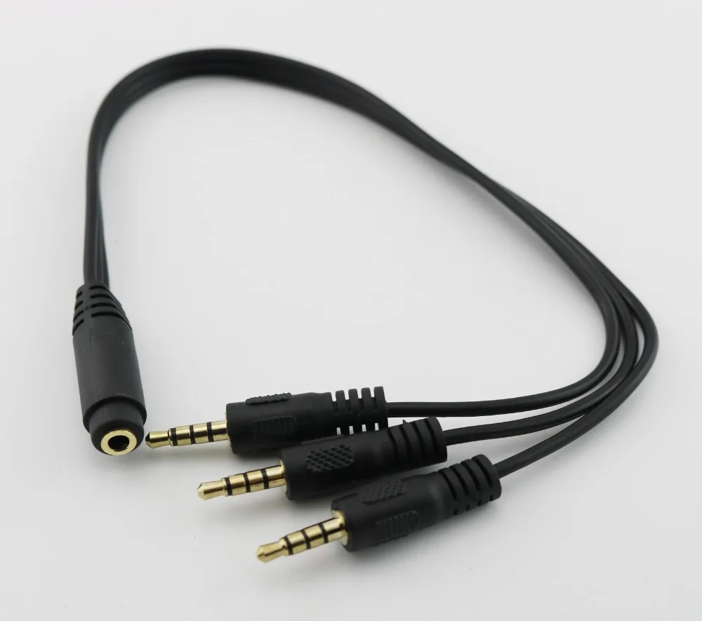 10pcs Gold Plated 3 5mm TRRS Stereo Female 4 Pole Jack to 3x 1 8 Male Plug Audio Headphone Adapter Splitter Cable 30cm 1ft