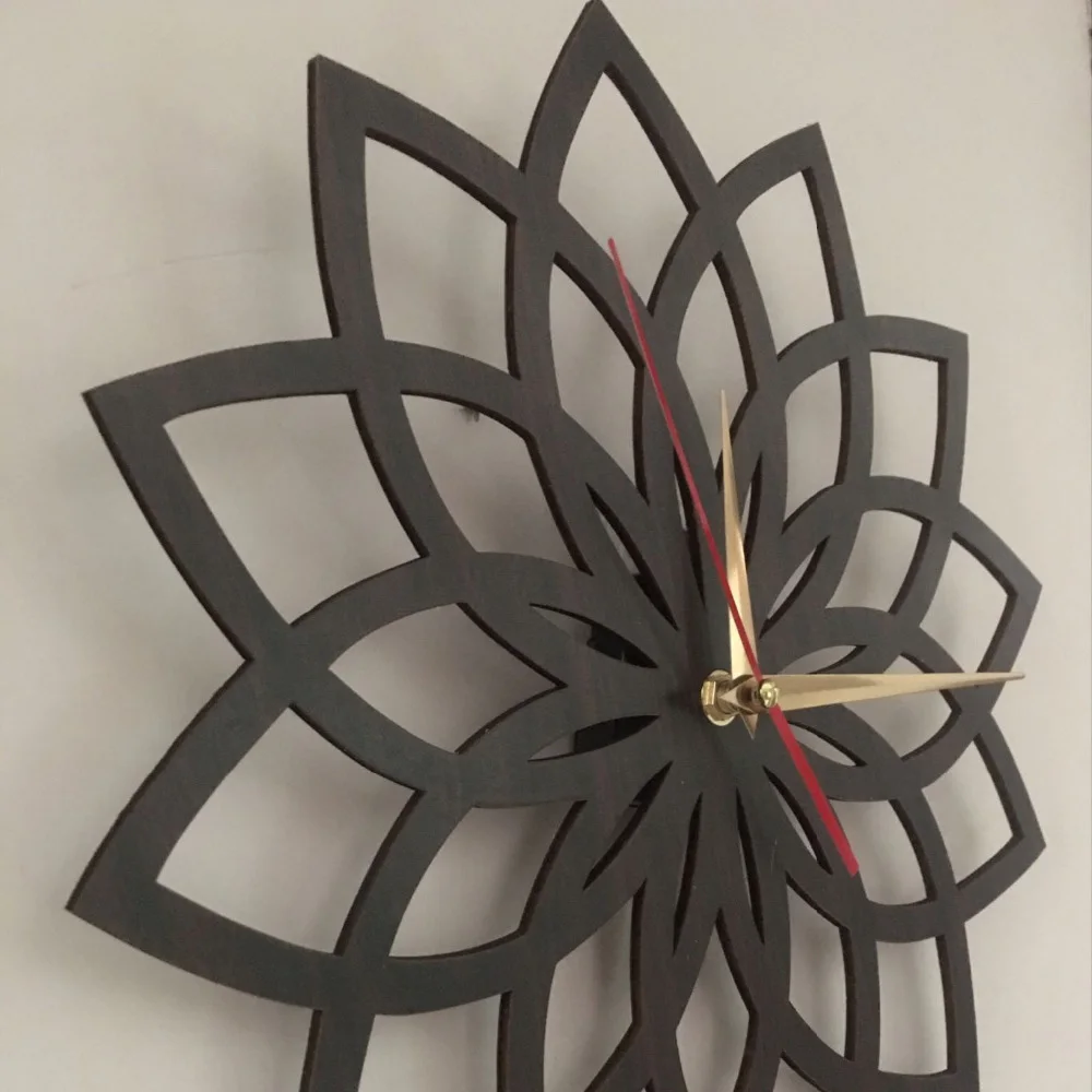 Настенные часы современный дизайн натуральный персик деревянный Лотос модный креативный цветок кварцевые немой часы Saat Duvar Saati Klock